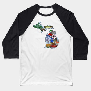 Michigan State Symbols Art Baseball T-Shirt